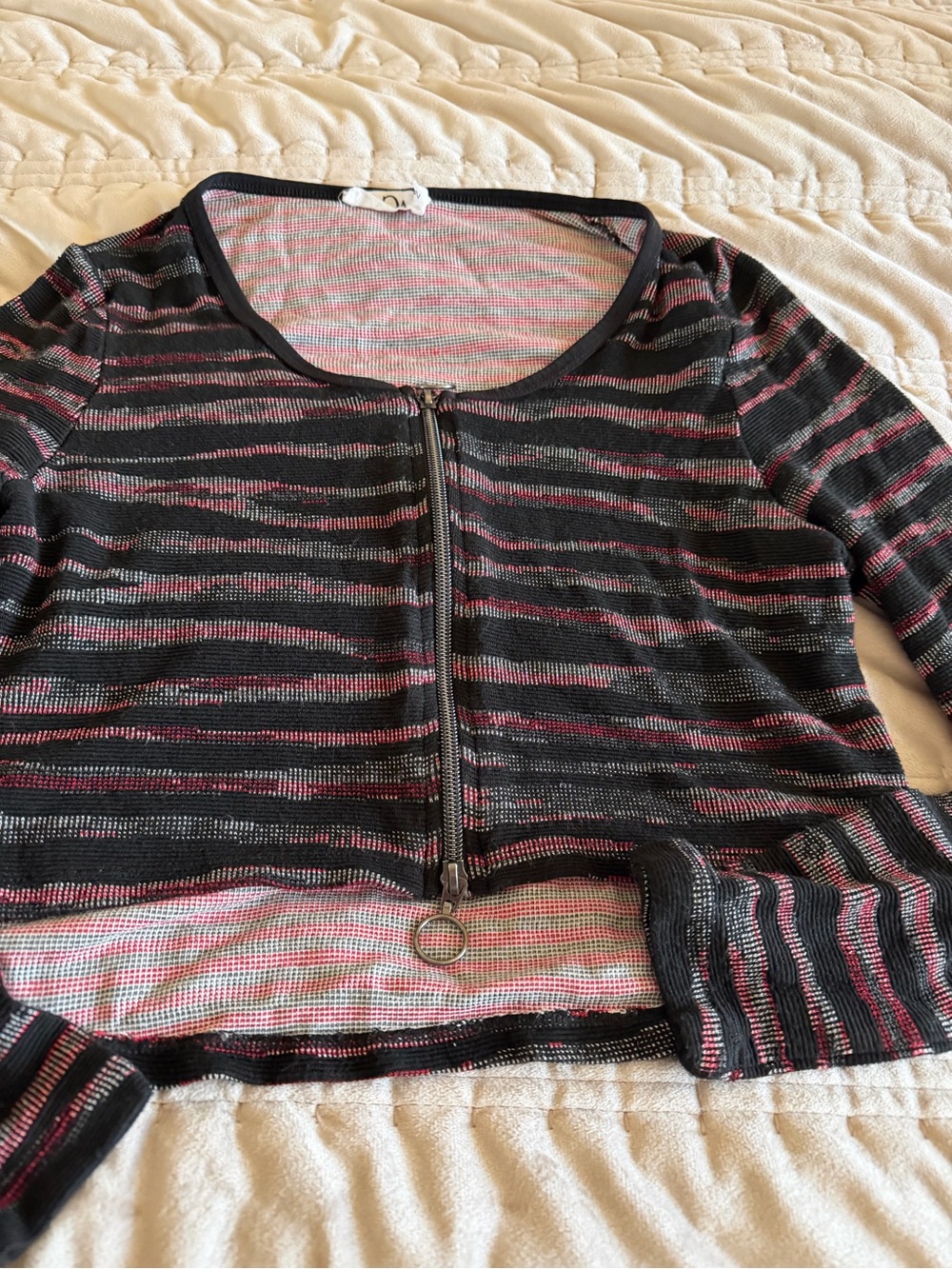 Deca Paris Striped Zip-Front Lightweight Bolero Stella, Size T 2